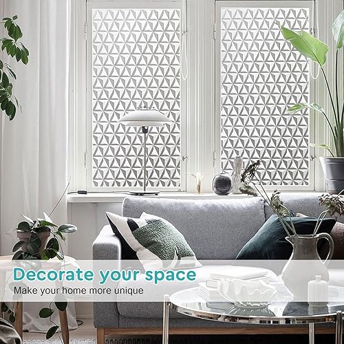 Miniatura 2 de NINETREX Película de privacidad para ventana, vidrio esmerilado, adhesivo decorativo extraíble de vinilo para puerta, bloqueo UV, adherencia