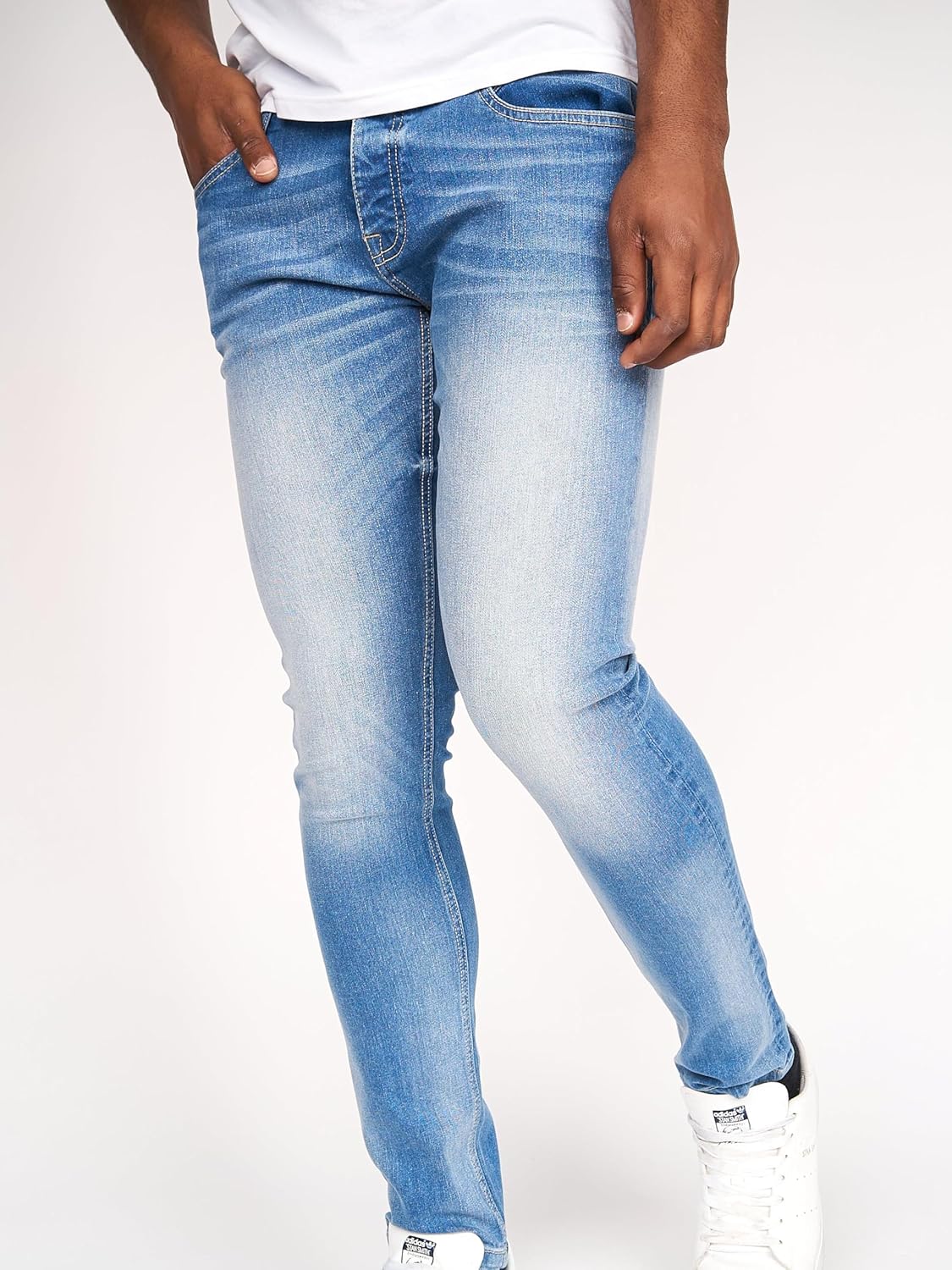 Crosshatch - Mens Everyday Essential Classic 'BARBECK' Casual Straight Leg Smart Stretch Slim Fit 5 Pocket Denim Cotton Rich Jeans - W30-W40, Light Wash, 40W x 32L