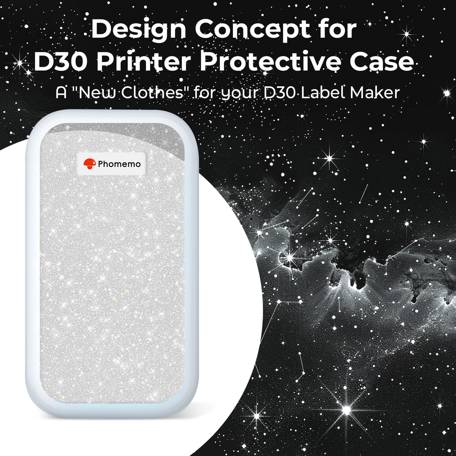 Phomemo D30 Label Maker Machine with Cover, Bluetooth Portable Mini Label Maker with Case - Holographic Silicone Cover