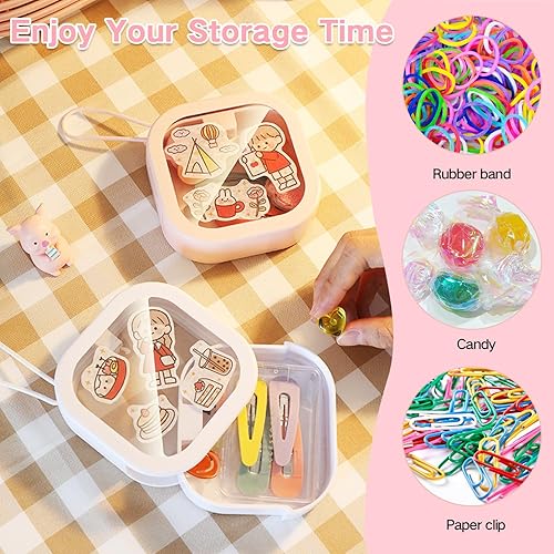 Miniatura 2 de 2 cajas pequeñas de almacenamiento de viaje portátil para hisopo de algodón, hilo dental, joyas, lazos para el cabello, caja organizadora portátil