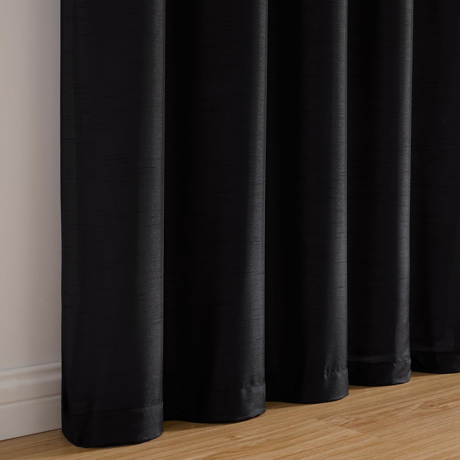 Chezmoi Collection Royale 4-Piece Jacquard Floral Window Curtain/Drape Set with Sheer Backing Valance Tassels, Black/Silver