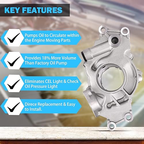 Miniatura 4 de Bomba de aceite M295HV de alto volumen con junta de tapa de distribución, compatible con Chevy Silverado, Suburban, Tahoe, GMC Sierra, Yukon,