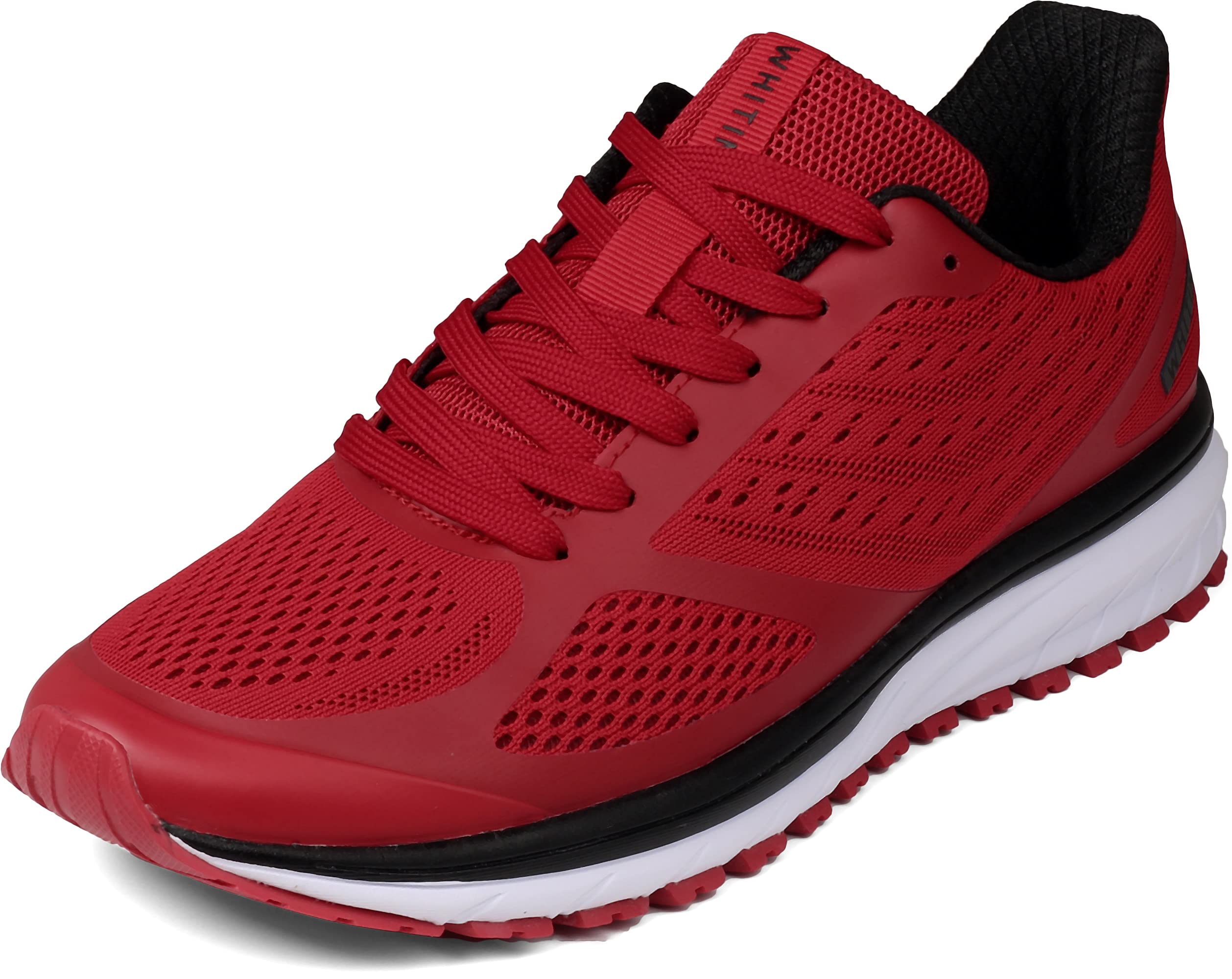 WHITINWomen Men Trainers Walking Shoes Nonslip Size 5UK Cushion Jogging Running Athletic Gym Sport Fashion Breathable Sneakers Red 38