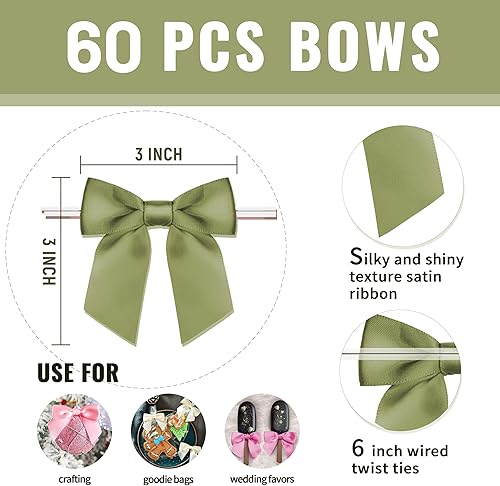 Miniatura 61 de RainbowPana - Paquete de 60 lazos de corbata de lujo, lazos de satén amarillos de 3 pulgadas, decoración de manualidades premontadas para paquete