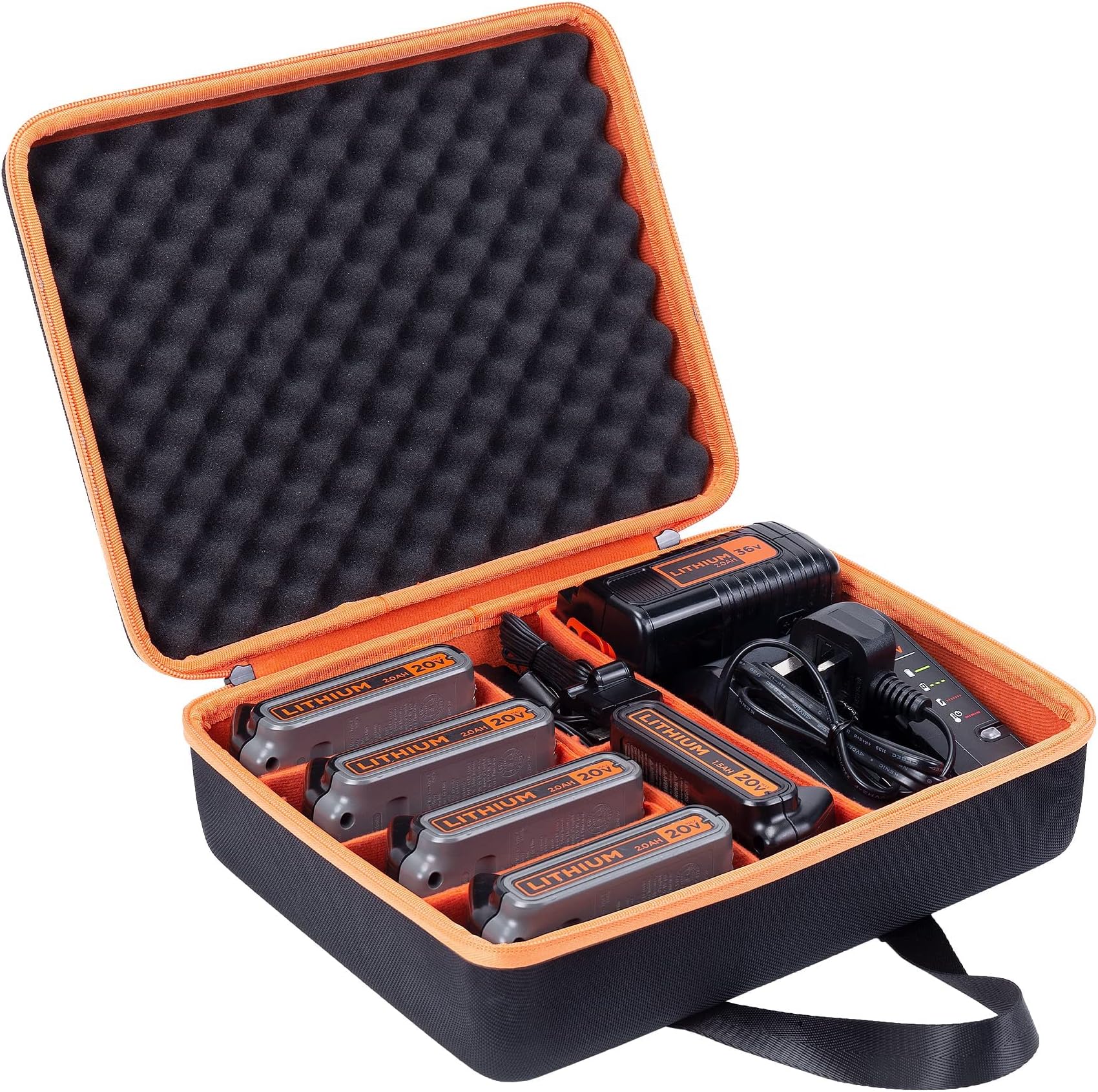 Hard Battery Storage Box Holder, Carrying Case Replacement for Black+Decker 20v/40v Max XR Battery and Charger - Holds 20V 60V 1.3/1.5/2.0/2.5/3.0/4.0-Ah Battery, Charger (Case Only)