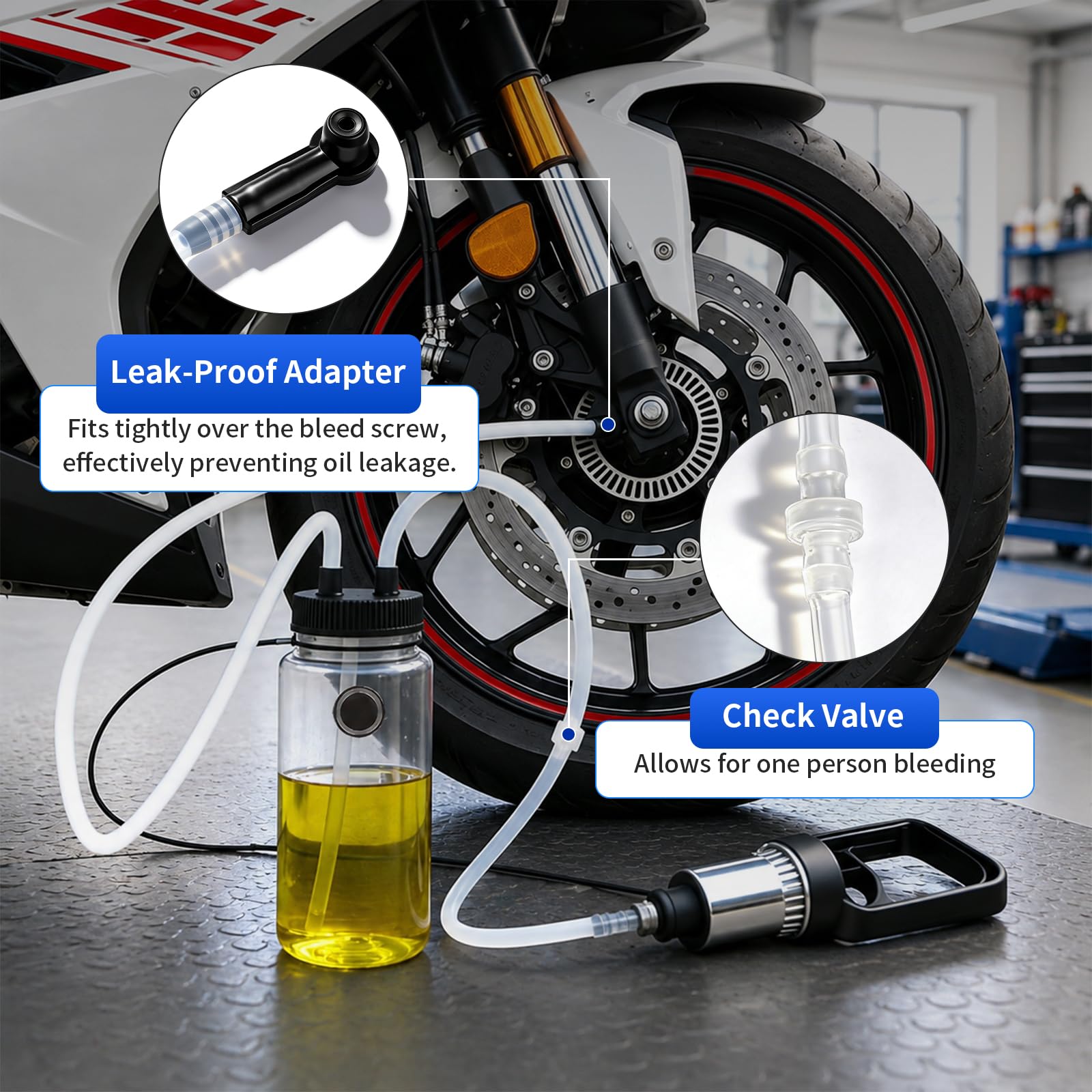 MRCARTOOL 400ML Kit de purgeur de Freins à dépression pour Moto