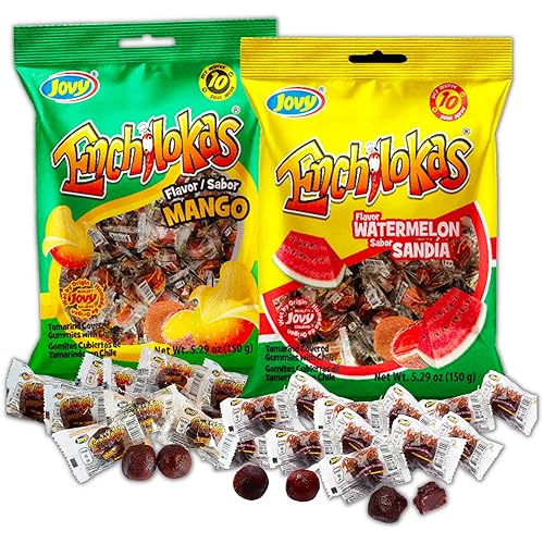 Gomitas picantes, gomitas cubiertas de sandía y tamarindo de mango envueltas individualmente con chile en polvo, bolsas de dulces mexicanos Gomitas picantes, gomitas cubiertas de sandía y tamarindo de mango envueltas individualmente con chile en polvo, bolsas de dulces mexicanos