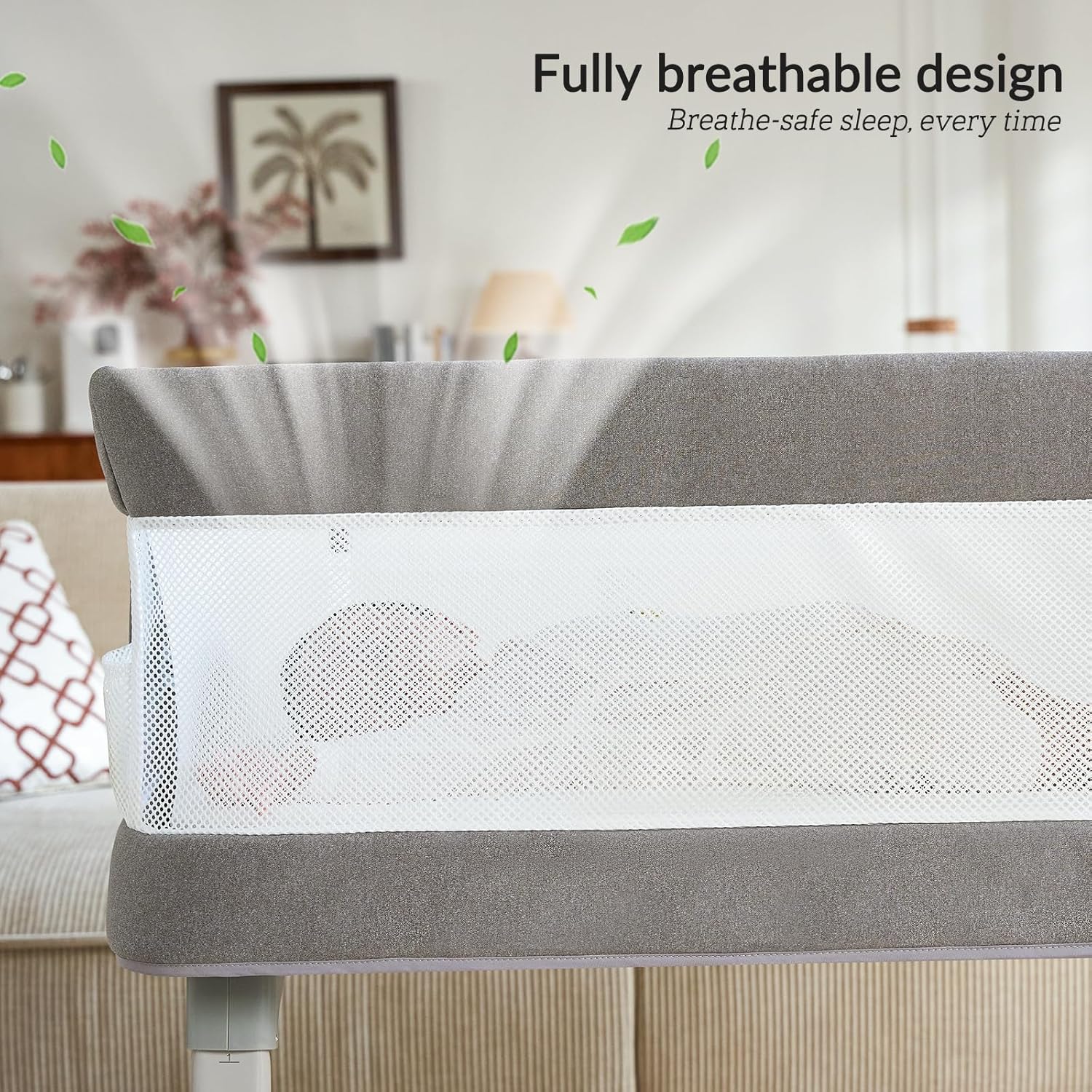Electric Baby Bassinet for Newborns — 3-Speed Auto Rocking, 5 Melodies + 3 White Noise, Breathable Mesh, Side Drop for Bedside Sleeping, Adjustable Height, Tool-Free Assembly, Co-Sleeper