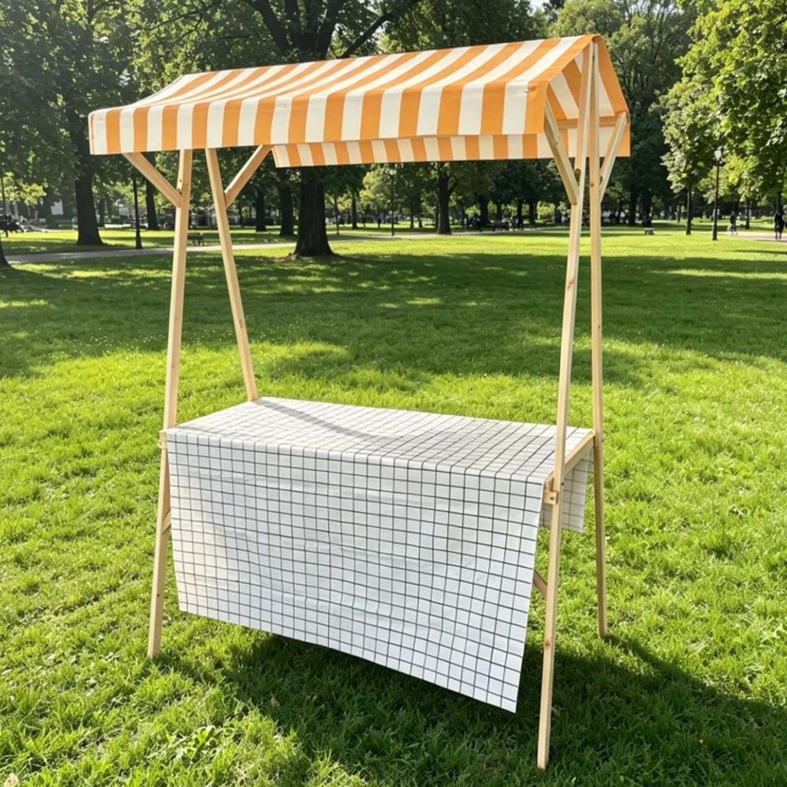 Carrito Expositor para Mercado agrícola con Ruedas giratorias de 360°, Estructura de Madera Maciza, Tela Oxford Impermeable, Soporte de exhibición para Exteriores para Eventos de Venta ambul