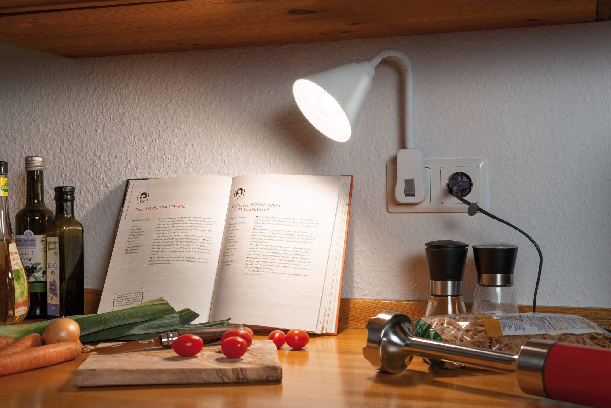 Paulmann 95428 Lampada da presa Junus con braccio flessibile max. 20 Watt lampada bianco metallo, plastica luce E14