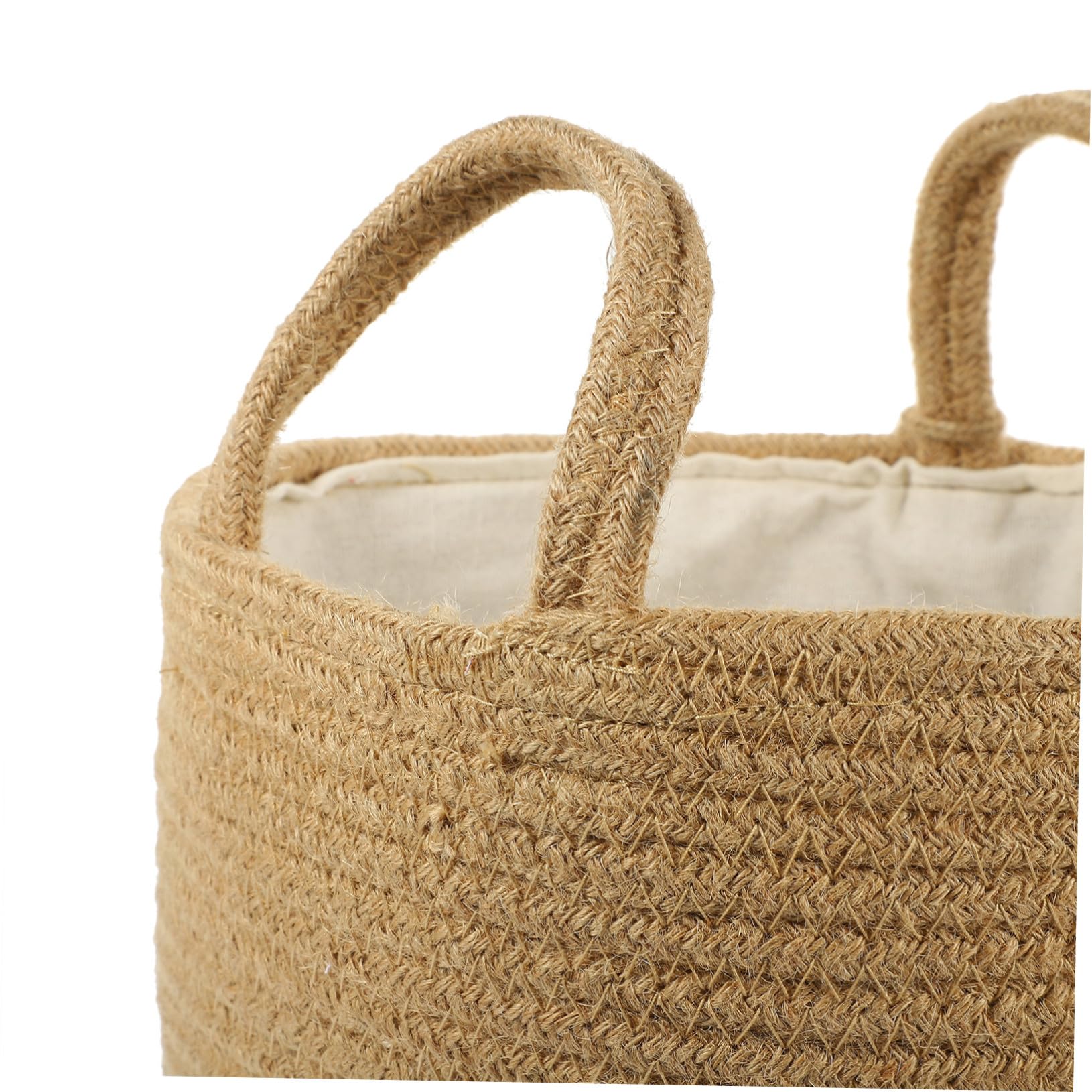 Garneck Cesta de Almacenamiento Tejida de Cuerda de Algodón con Asas Forro de Yute Organizador para Ropa Juguetes y Mantas para Dormitorio y Sala de Estar