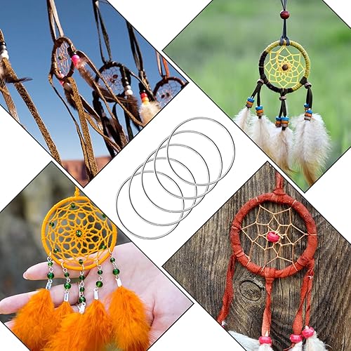 Miniatura 7 de 10 anillos de metal de 3 pulgadas para manualidades, aros de plata de macramé, anillos florales para manualidades, suministros de macramé para