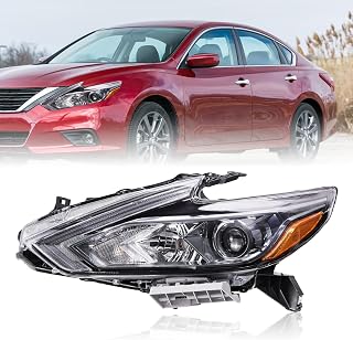 Halogen Headlights Compatible with 2016 2017 2018 Nissan Altima Headlamp w/o LED DRL Black Housing Headlight(Left Driver Side