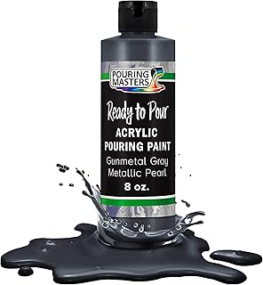 Pouring Masters Gunmetal Gray Metallic Pearl Ready to Pour Acrylic Pouring Paint - Premium 8-Ounce Pre-Mixed Fluid Acrylic Paint - Fluid Art Supplies for Canvas, Wood, Paper, Tile & Rocks