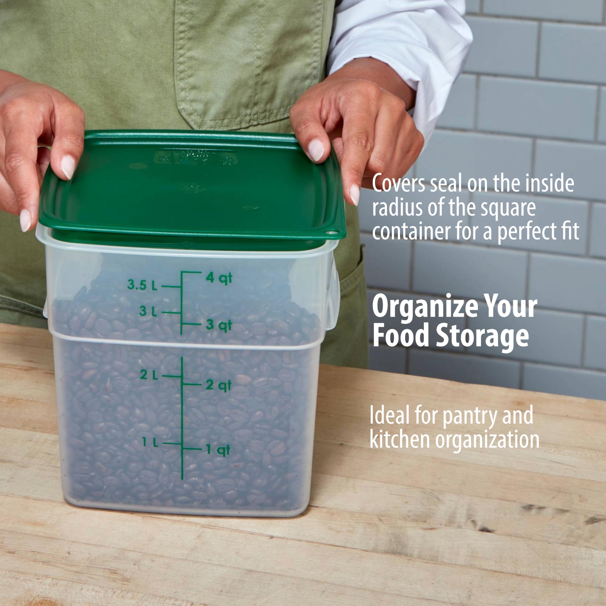 Cambro Recipientes de almacenamiento de alimentos sin BPA de 4 cuartos con tapa, paquete de 2 unidades, en la serie FreshPro opaco, ideal para organización de despensa y refrigerador, hornear y