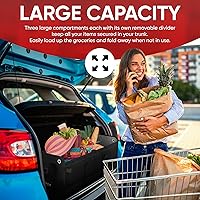 Vista 9 de FORTEM Organizador de maletero de coche (3 compartimentos, negro) + parasol grande para parabrisas