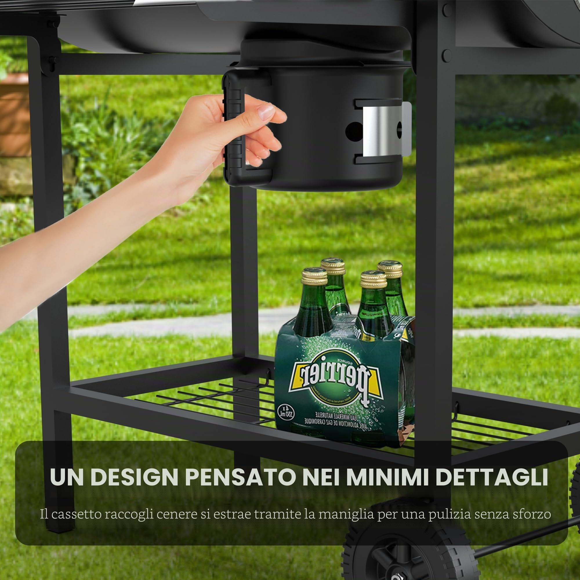 DEWINNER Barbecue a Carbone di Legno XXL con Griglia di Cottura XXL con Due Ripiani, Pinza per Carne alla Griglia, Sfiato Regolabile, Guanti Anti-Bruciore
