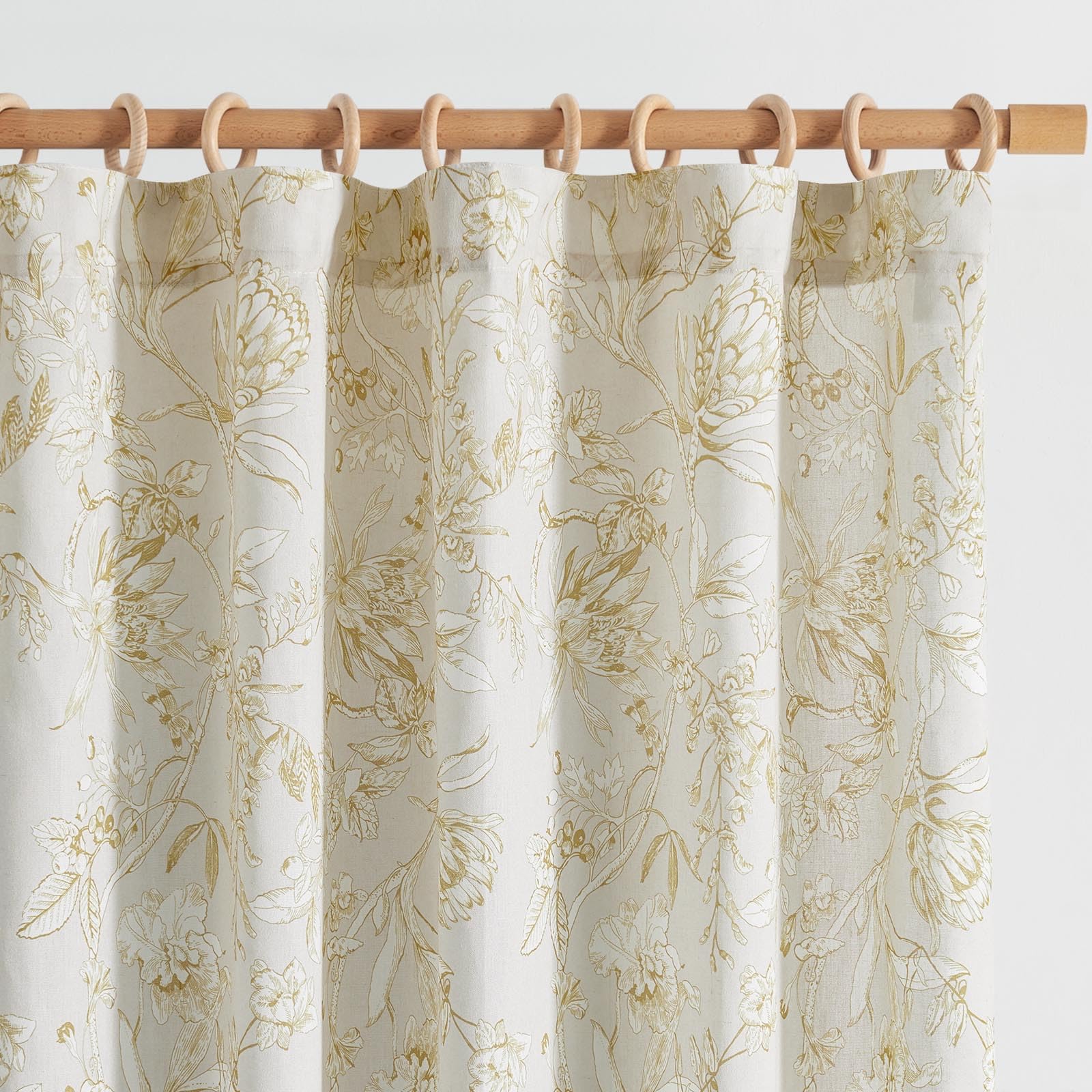 jinchan Floral Curtains 84 Inches Long Mustard Yellow Flower Linen Farmhouse Curtains for Living Room French Country Vintage Curtains Rod Pocket Curtains Set 2 Panels Mustard Yellow Flower Curtains