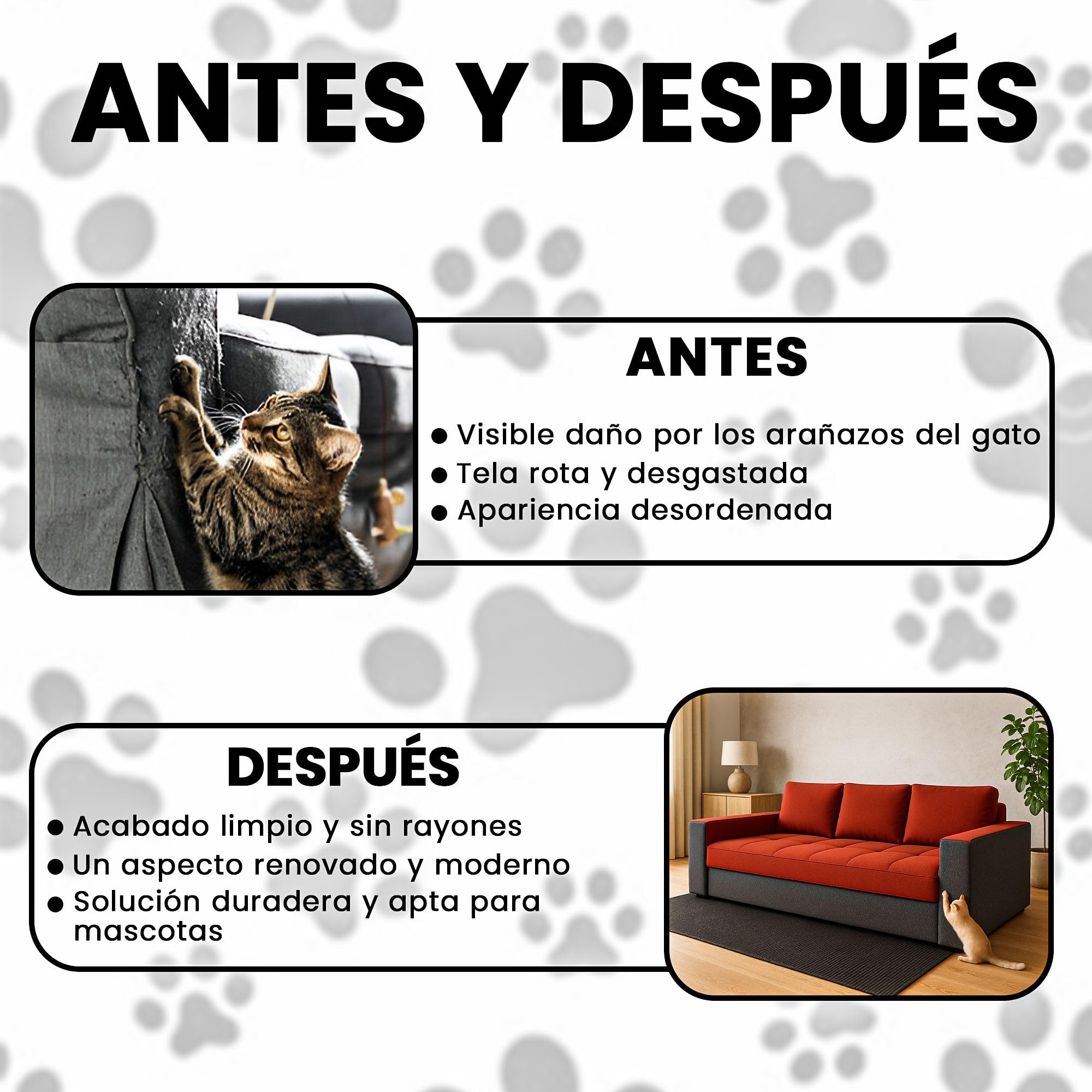 300cm x 40cm Rascador Gato + Pines de fijación. Alfombra rascador para Gatos con Autoadhesivo. Protector Sofa Gatos arañazo. Rascador Gatos Sofa (Gris). Ideal para Sofás, Paredes y Muebles DIY.