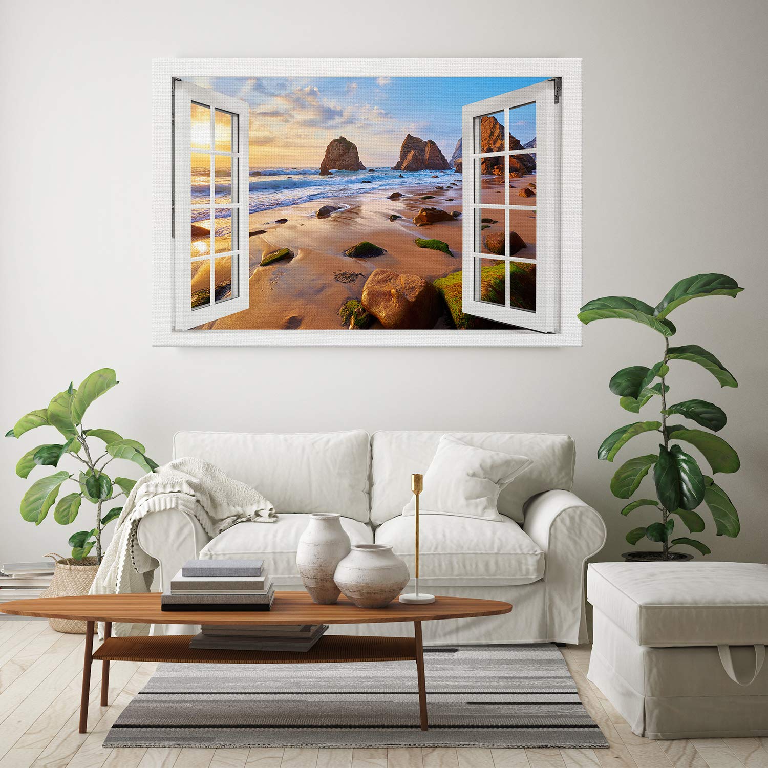 Quadro Moderno Spiaggia E Mare - 4 Pannelli Forex 20x20cm Per Arredamento Casa