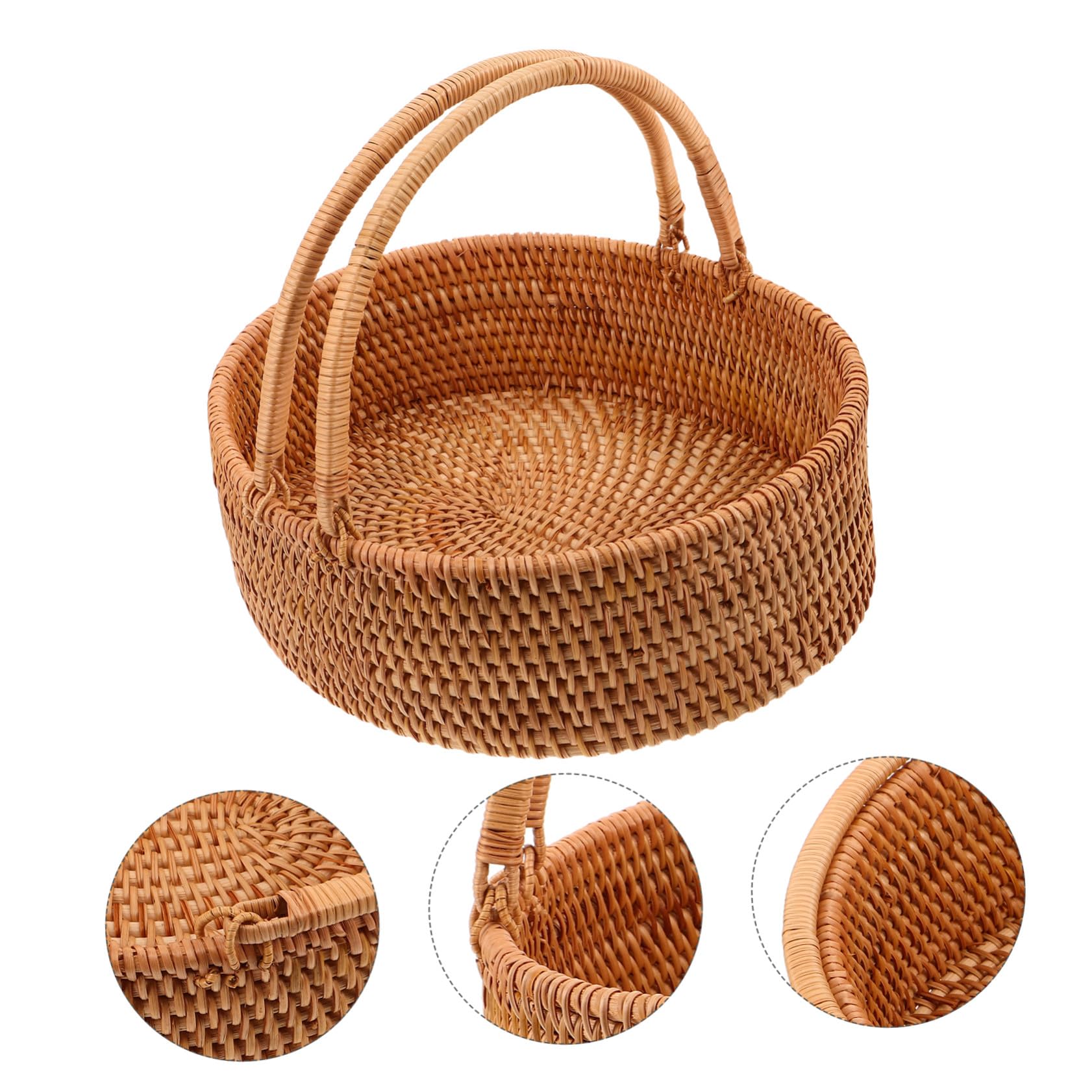 Abaodam cestas de Almacenamiento Tejidas de ratán cestos almacenaje cestas de Almacenamiento de Cocina Light Brown