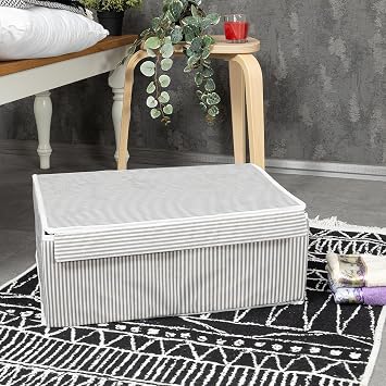 Orret Home  ok Ama l  Kapakl  Sand k Tipi Hur  Organizer   B y k Boy Saklama Kutusu   Dolap  i, Yatak Alt  ve Baza Alt   in Sert ve Dayan kl  Depolama  z m    Katlanabilir Gri, 50x40x19 Cm