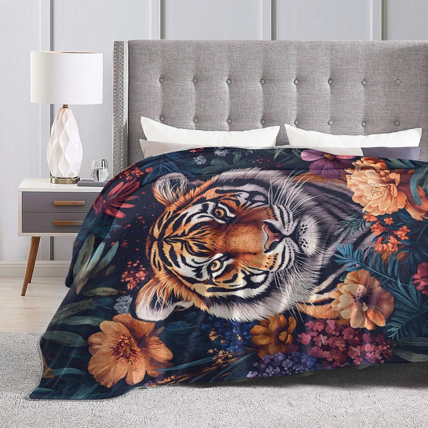 Tiger Blanket Tropic Tiger Fleece Throw Blanket Fuzzy Plush Super Soft Cozy Warm Tiger Decor Stuffed Animal Bedding Blanket Gifts for Boys Girls Kids Adult Men Women 50"X40" - Image 6