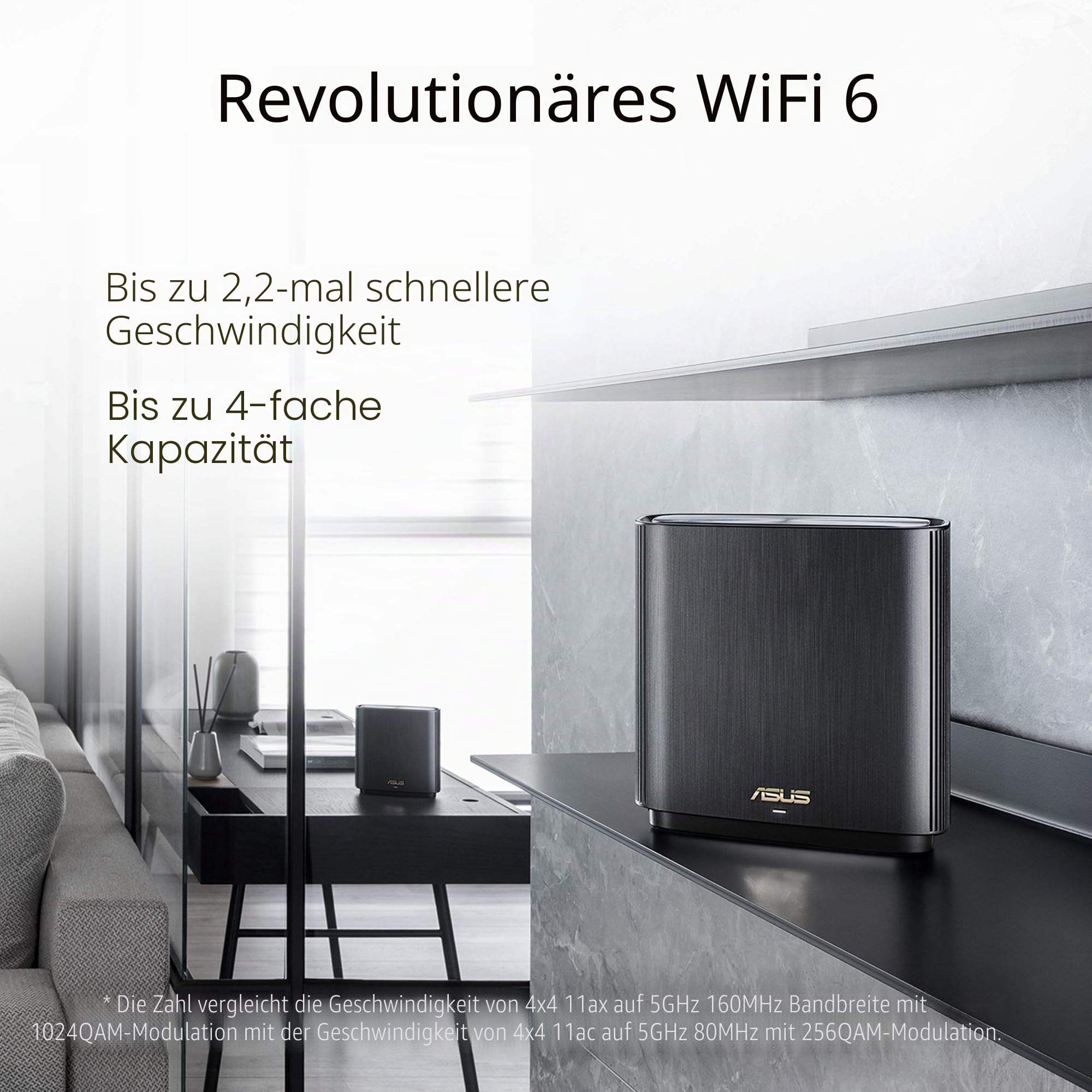 Asus Ai Mesh AX-WLAN System ZenWiFi XT8 Weiß kombinierbarer Router (Tethering als 4G und 5G Router-Ersatz, 2in1 Mesh Zugangspunkte-Set, 3X Gigabit LAN, 2.5G WAN, App Steuerung, Roaming, AiProtection)