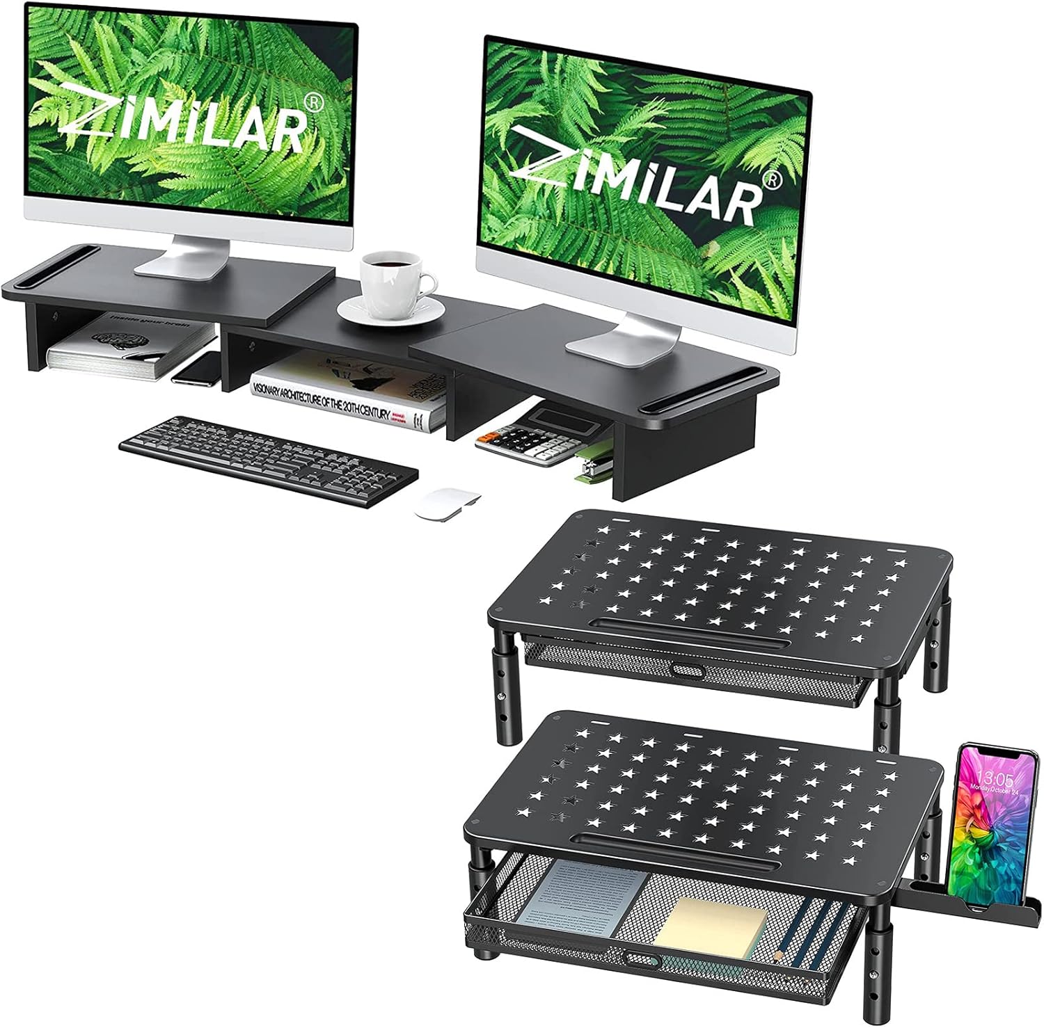 Amazon.com: Zimilar Dual Monitor Stand Riser, Monitor Stand with ...