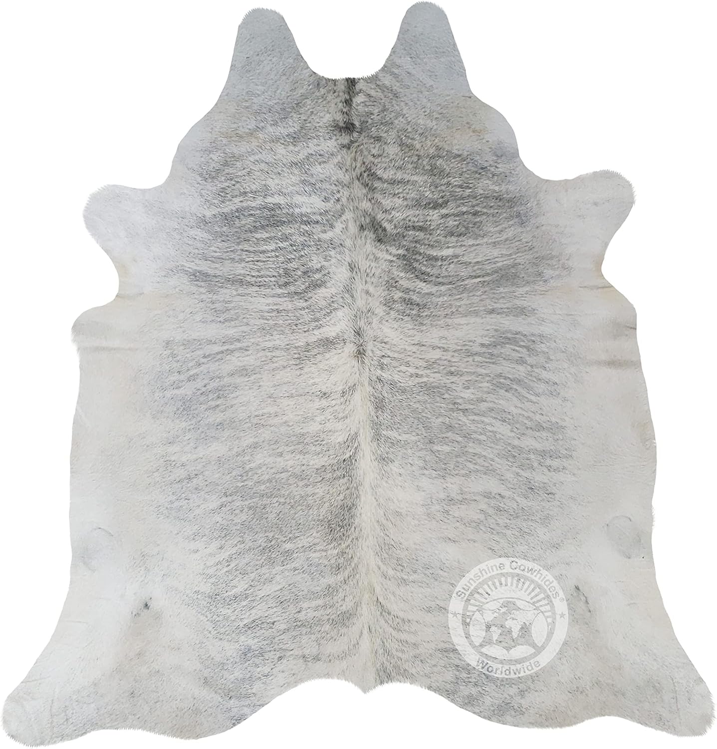 Sunshine Cowhides 100% Genuine Light Grey Beige Brindle Cowhide Rug - Modern Style Animal Skin Rug & Floor Carpet for Living Room, Bedroom, Kitchen & More - Extra Large (6x7-8 Ft.)