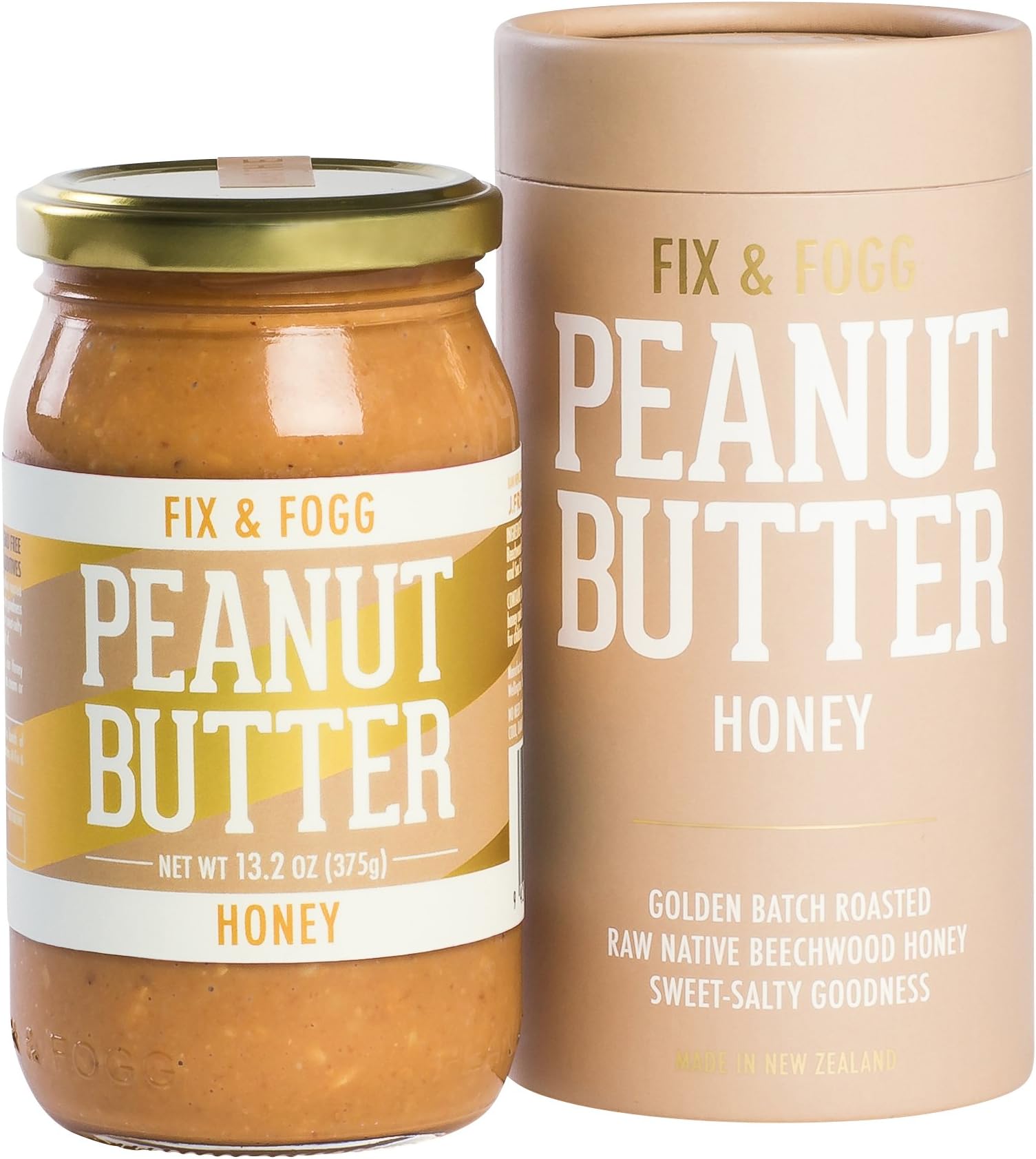 Gourmet Honey Peanut Butter. Handmade in New Zealand. All Natural and Non-GMO from Fix & Fogg with Organic Honey. Superior Tasting Peanut Butter in a Beautiful Canister (13.2 oz)