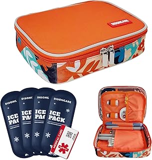 DISONCARE Insulin Cooler Travel Case Medicine Organizer Diabetic Medication Bag for Insulin Pens and Other Diabetes Supplies with 4 Ice Packs, Insulation Liner, and Medical Card