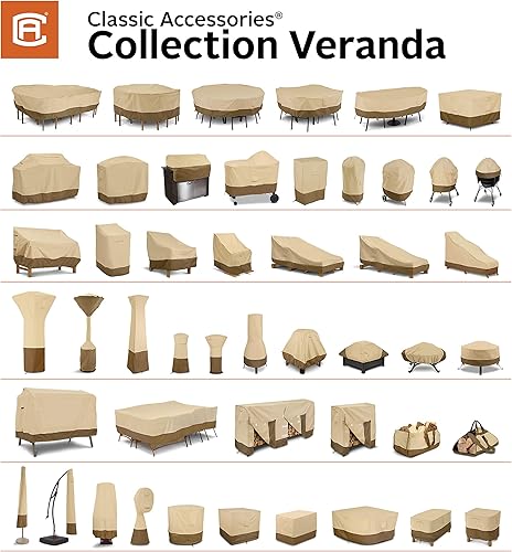 Miniatura 46 de Classic Accessories - Cubierta Veranda para asador/parrilla de BBQ resistente al agua de 72 pulgadas, color caqui con café (Pebble)