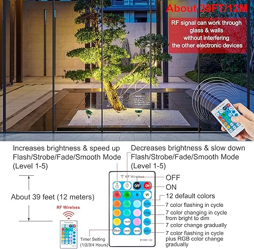 Miniatura 2 de BIGMONAT Luz de paisaje inalámbrica recargable, foco para macetas con cambio de color para interior y exterior, iluminación de jardín RGB con