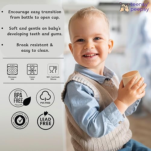 Miniatura 6 de Vasos de entrenamiento de silicona para bebés mayores de 4 meses  Paquete de 2 tazas de transición pequeñas para regalo de bebé niña, taza de agua