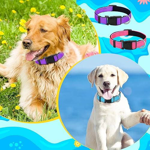 Miniatura 6 de 6 piezas de collar reflectante para perro, suave, acolchado, transpirable, ajustable, de nailon para mascotas, con hebilla de bloqueo de seguridad