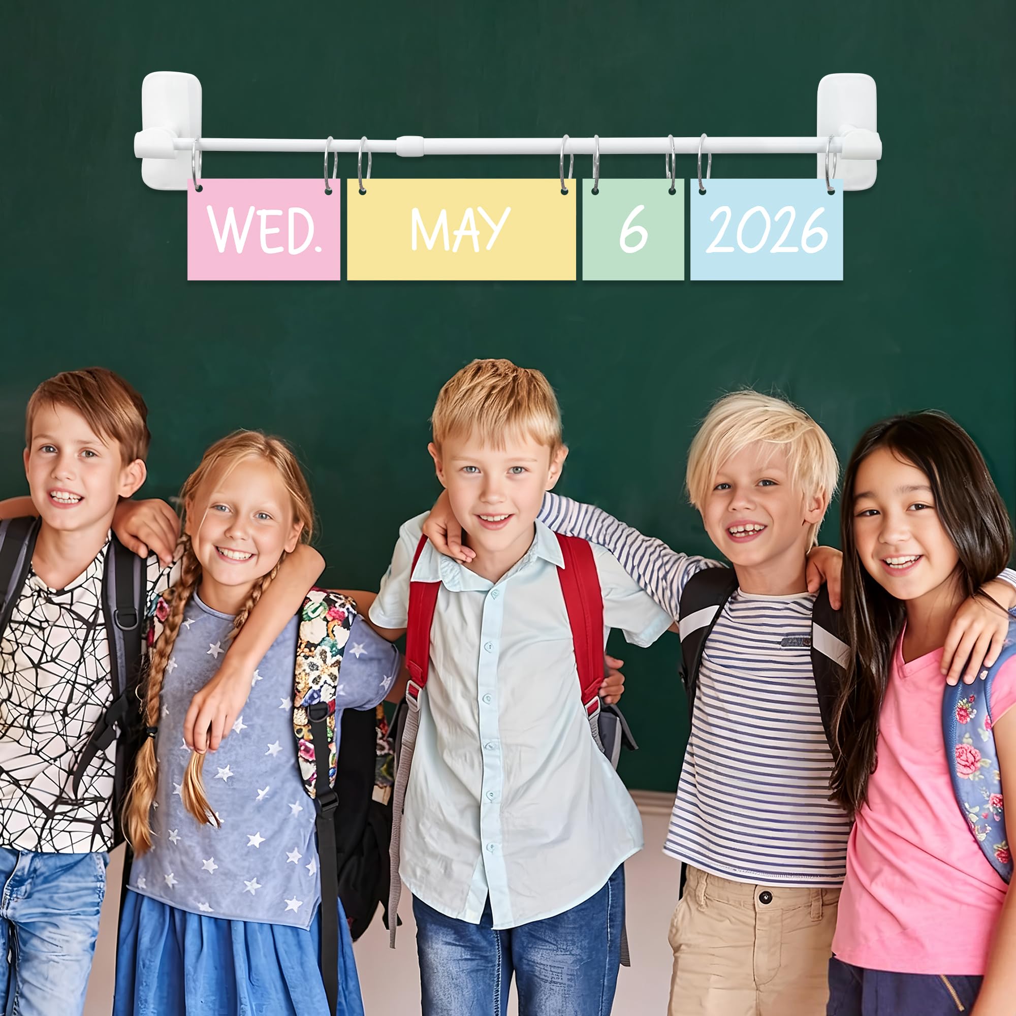 Magnetyczny pastelowy kalendarz z klapką do klasy, pastelowy kalendarz z klapką, zestaw tablic ogłoszeń, kalendarze klasowe z magnetycznym regulowanym uchwytem i 54 kartkami z datą na powrót do szkoły