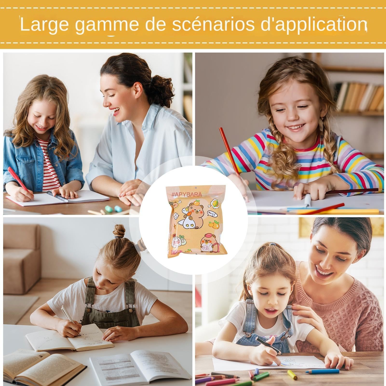 Kit de Papeterie Scrapbooking pour Filles et Étudiants - Ensemble Dessin Animé Capybara - Collection de Récompense de Classe