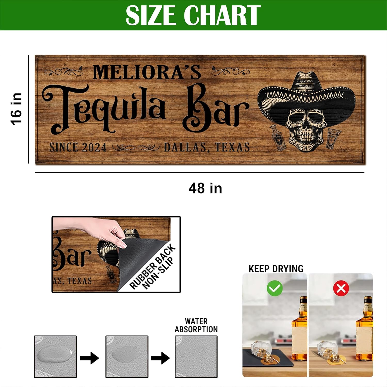 THUYPT Personalized Bar Runner Bar Mat for Bar Kitchen Accessories, Bar Mats for Bartending Bar Accessories Mat, Kitchen Countertop Decorations Home Bar Decor (12)