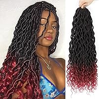 Vista 39 de Rastas de diosa de pelo de ganchillo de 18 pulgadas, 6 paquetes, pelo de ganchillo postizo previamente enrollado, pelo de ganchillo suave