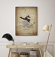 Vista 8 de Mapa de Adana, Turquía, Vintage Western (16x20)