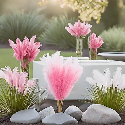 Miniatura 4 de UiiziC Hierba sintética de pampa seca y esponjosa, 6 piezas de 37.5 pulgadas, césped ascendente artificial para rellenos de jarrones, ramos de