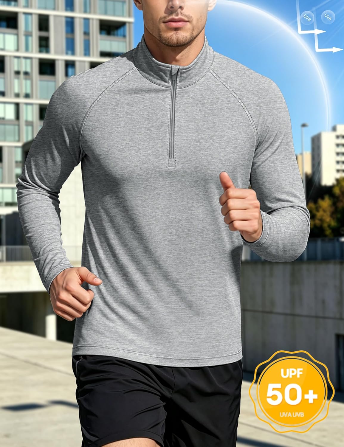 MAGCOMSEN Quarter Zip Pullover Men Long Sleeve Sun Shirts Golf Lightweight image 3