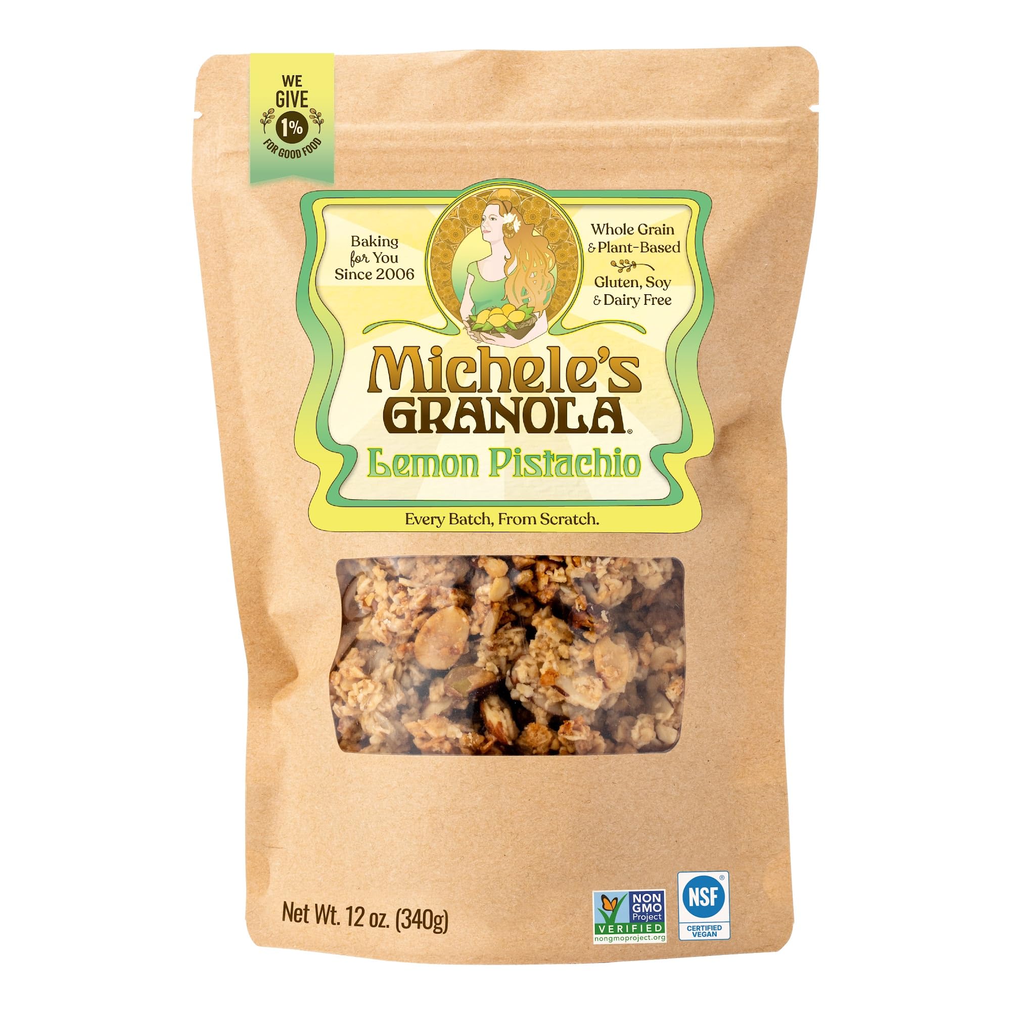 Michele's Granola Lemon Pistachio Granola, 12 oz Bag