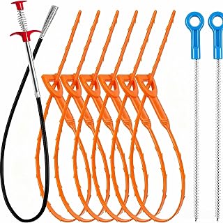 9-Piece Drain Clog Remover Set, 63" Flexible Claw Grabber, Six 19.7" Drain Snakes, Two 27.6" Pipe Cleaning Rods for Shower, Toilet, Kitchen Sink and Tub
