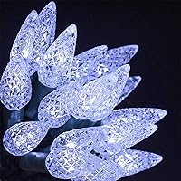 Vista 5 de Twinkle Star Guirnalda de luces de Navidad C6, 50 LED de 17 pies, funciona con pilas, con 8 modos de iluminación, luces impermeables para interiores