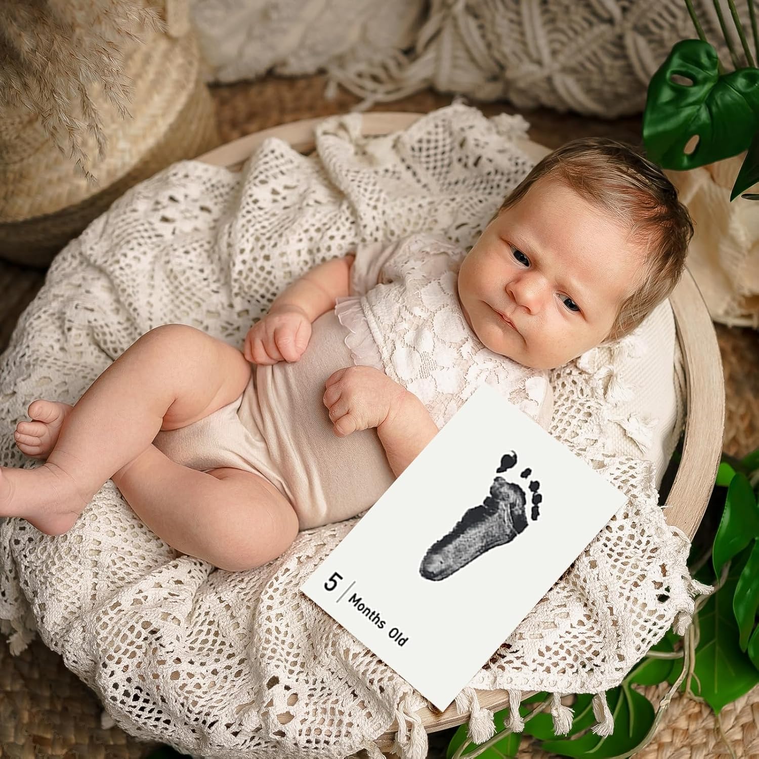 Baby Inkless Milestone Cards Hand Casting Kit Ink Print Hand and Footprint Kit Dog or Cat Pet Paw Print Kit Baby Newborn Footprint Kit Photo Album Keepsake Book Feet Stamp (White Gift Box + Album)