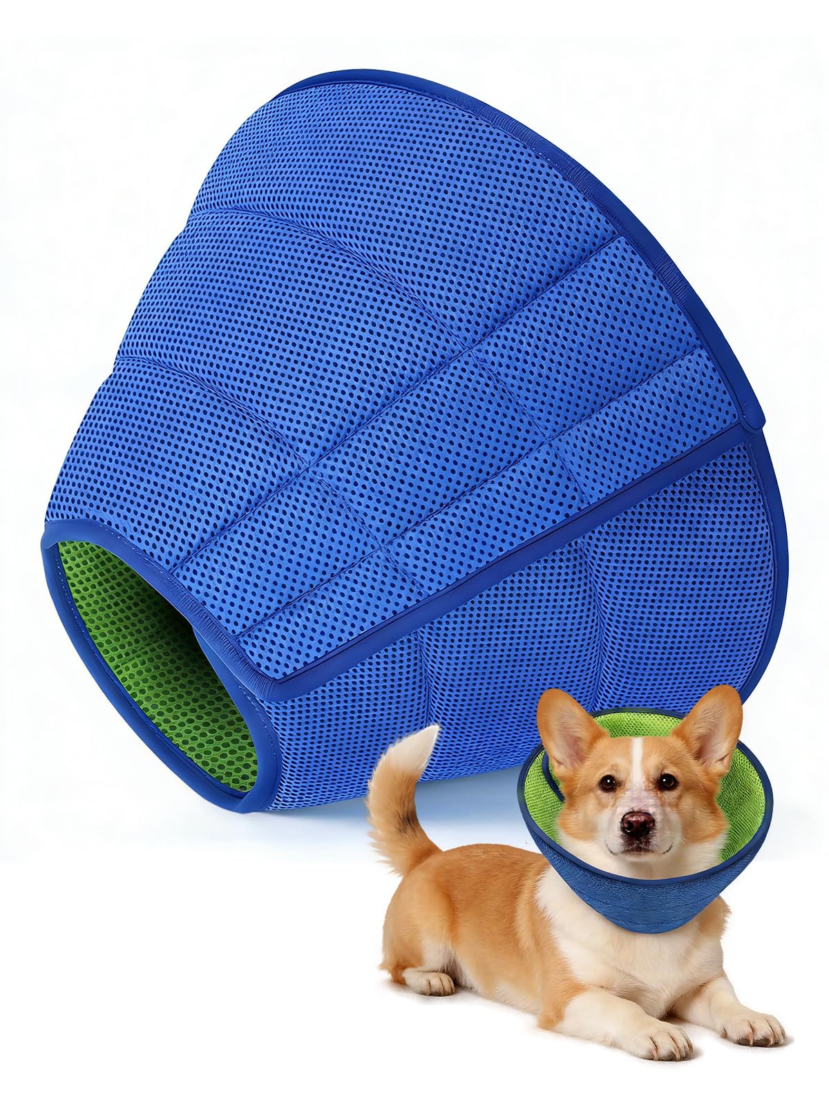 Alternative zum Halskragen, Bequeme Halskragen für mittelgroße bis große Hunde gegen Lecken nach Operationen, verstellbare, Bequeme Halskragen, komfortable Stoffhalskragen (Green Blue, S)