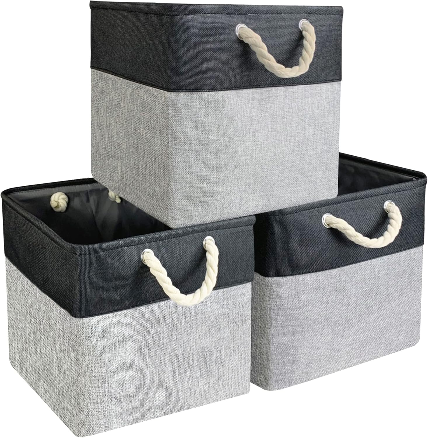 Large Black 13x13 Storage Cubes 3 Pack Storage Shelf Baskets for Organizing, Fabric