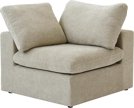 Cloud Modular Sectional Sofa, Corner Couch with Armrest, Down Filled Thick Cushion Single Sofa for Living Room Office Apartment, Khaki
